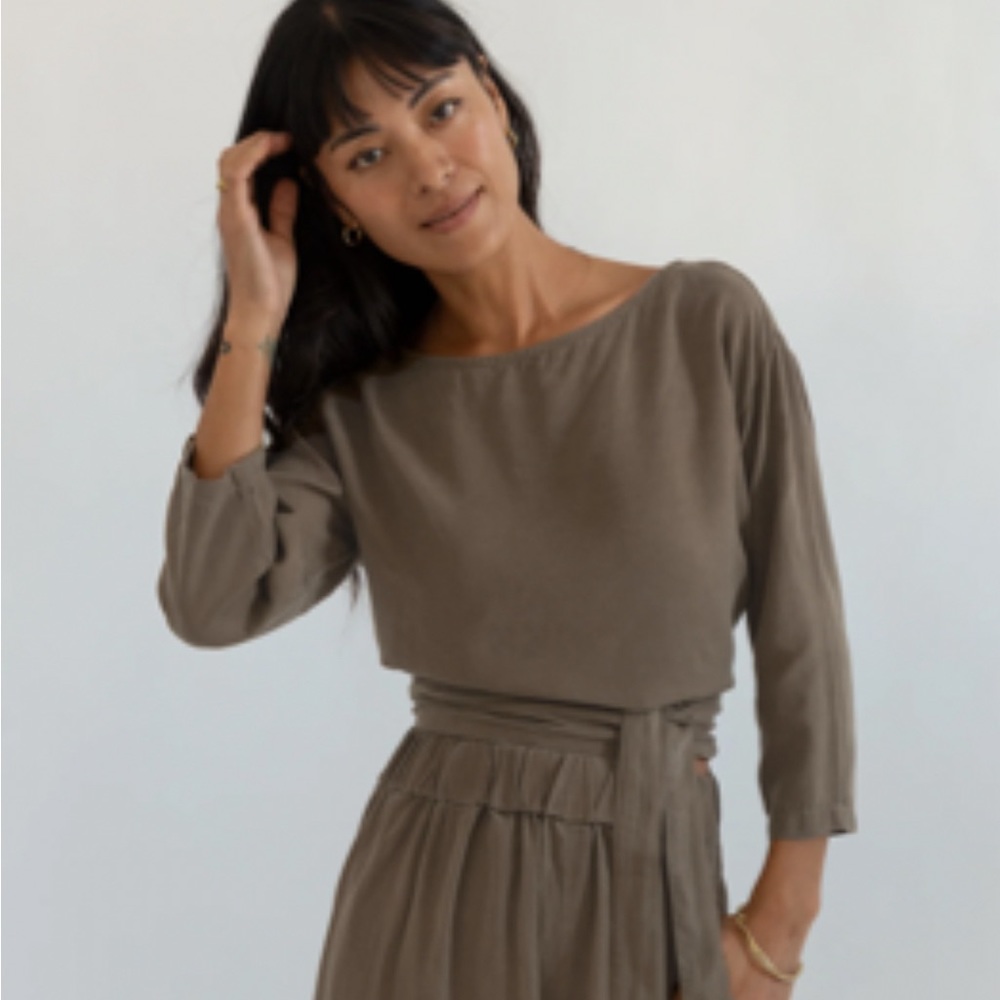 Gracemade Rhoda Tencel Wrap Top Olive Size XL